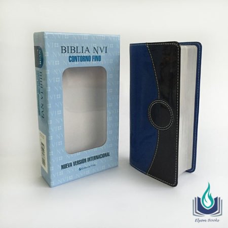 Elyon Books - Biblia NVI Contorno Fino Piel Italiana Azul Negro